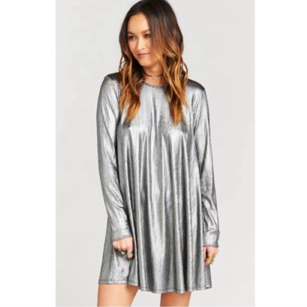 Show Me Your MuMu Tyler Tunic Dress Small Silver Metallic
